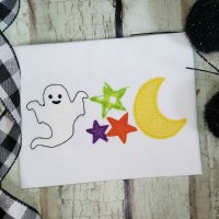 Ghost, Stars, Moon Machine Applique Design - Triple Stitch